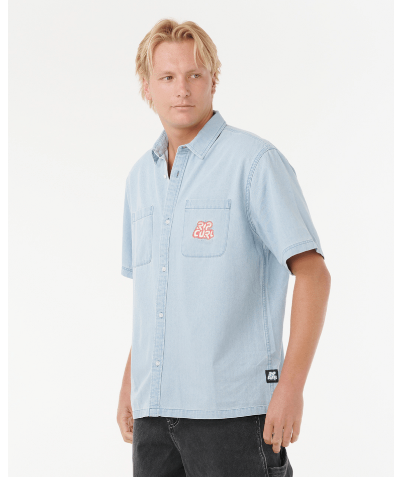 Rip Curl Raw Energy Denim S/S Shirt in BLUE WIND