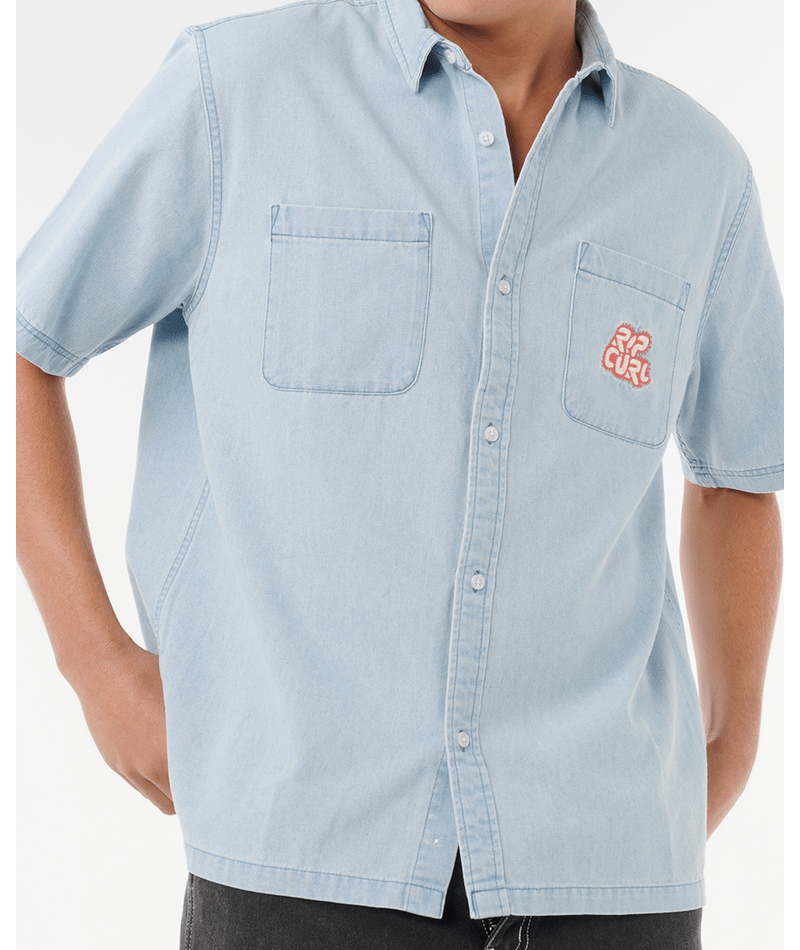 Rip Curl Raw Energy Denim S/S Shirt in BLUE WIND