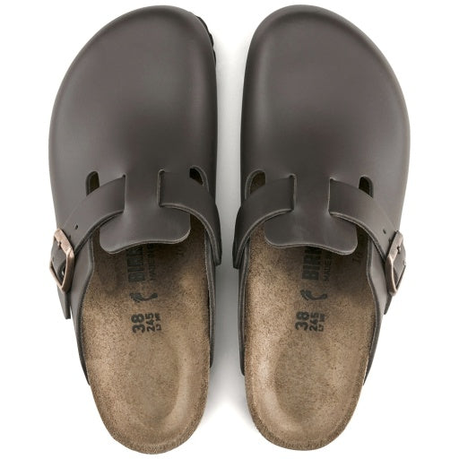 Birkenstock Boston Dark Brown Smooth Leather Regular in Dark Brown