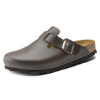 Birkenstock Boston Dark Brown Smooth Leather Narrow in Dark Brown
