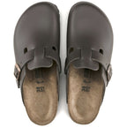 Birkenstock Boston Dark Brown Smooth Leather Narrow in Dark Brown