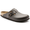 Birkenstock Boston Dark Brown Smooth Leather Narrow in Dark Brown