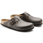 Birkenstock Boston Dark Brown Smooth Leather Narrow in Dark Brown