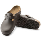 Birkenstock Boston Dark Brown Smooth Leather Narrow in Dark Brown