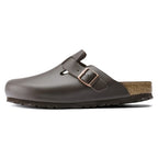 Birkenstock Boston Dark Brown Smooth Leather Narrow in Dark Brown