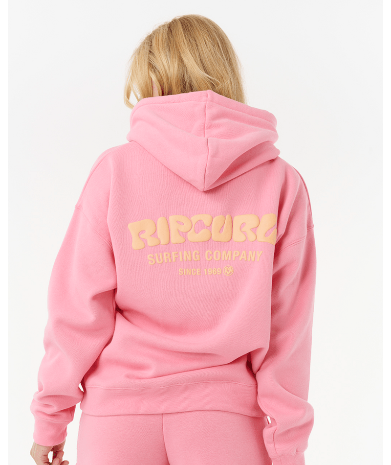 Rip Curl Surf Puff Heritage Hood in PINK/ORANGE