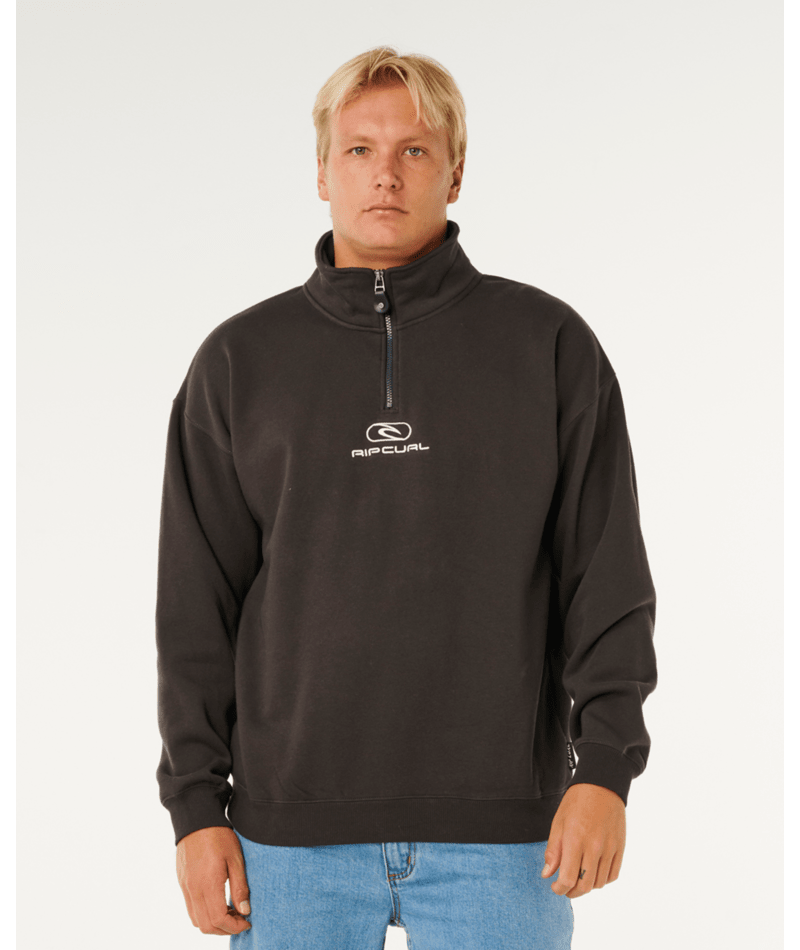 Rip Curl Pill Icon 1/4 Zip Crew in BLACK