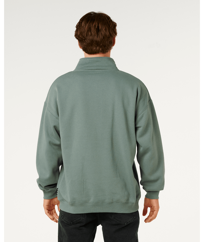 Rip Curl Pill Icon 1/4 Zip Crew in MOSS