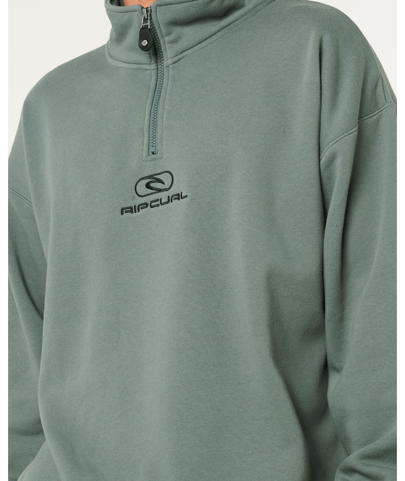 Rip Curl Pill Icon 1/4 Zip Crew in MOSS
