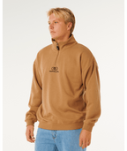 Rip Curl Pill Icon 1/4 Zip Crew in MOCHA