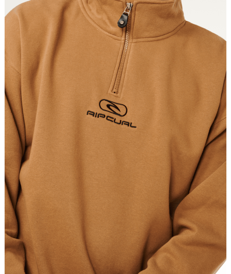 Rip Curl Pill Icon 1/4 Zip Crew in MOCHA