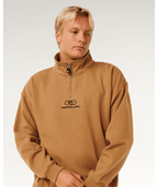 Rip Curl Pill Icon 1/4 Zip Crew in MOCHA