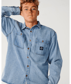 Rip Curl Premium Surf Denim L/S Shirt in WASHED BLUE