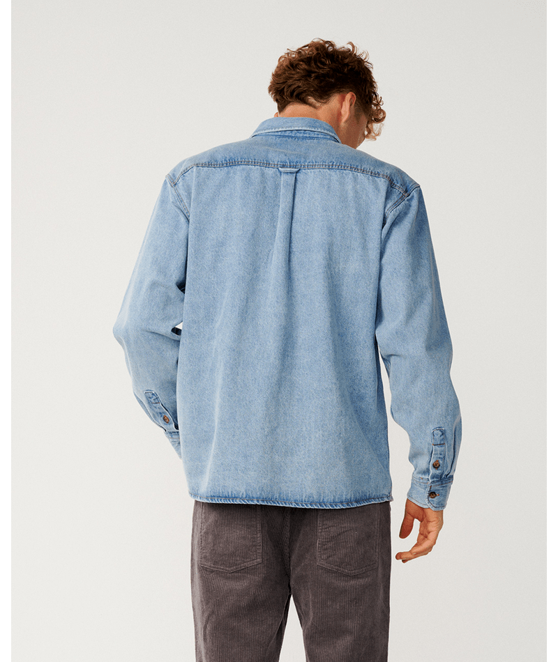 Rip Curl Premium Surf Denim L/S Shirt in WASHED BLUE