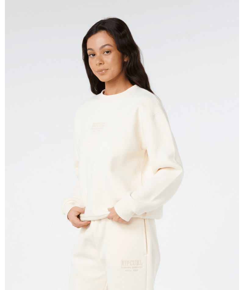 Rip Curl Surf Staple Relaxed Crew in BONE