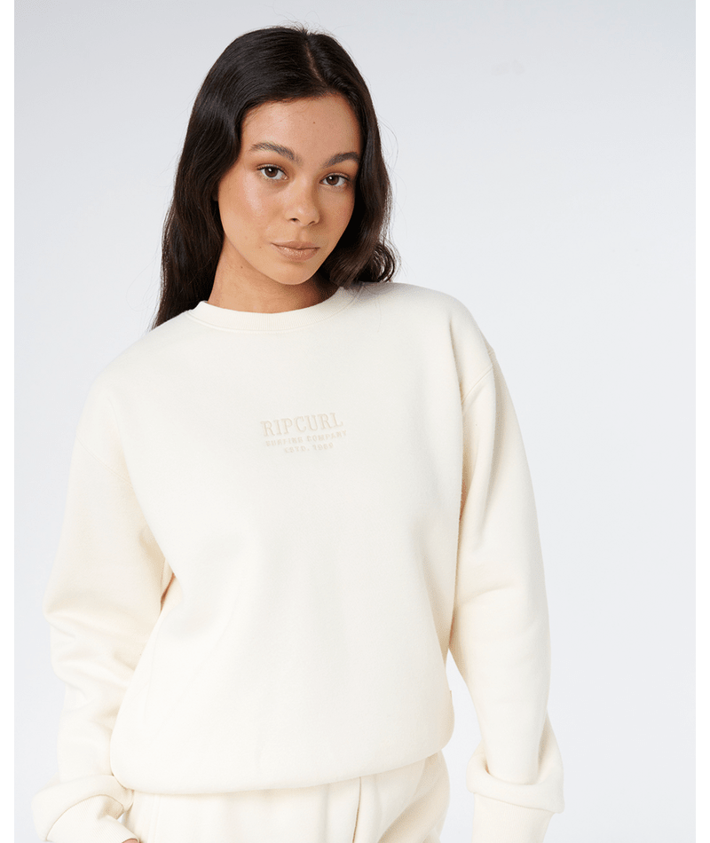 Rip Curl Surf Staple Relaxed Crew in BONE