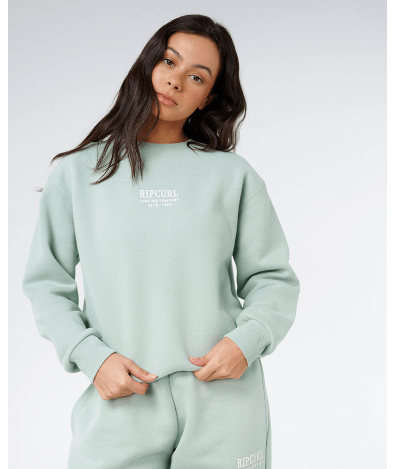 Rip Curl Surf Staple Relaxed Crew in AQUA GRAY