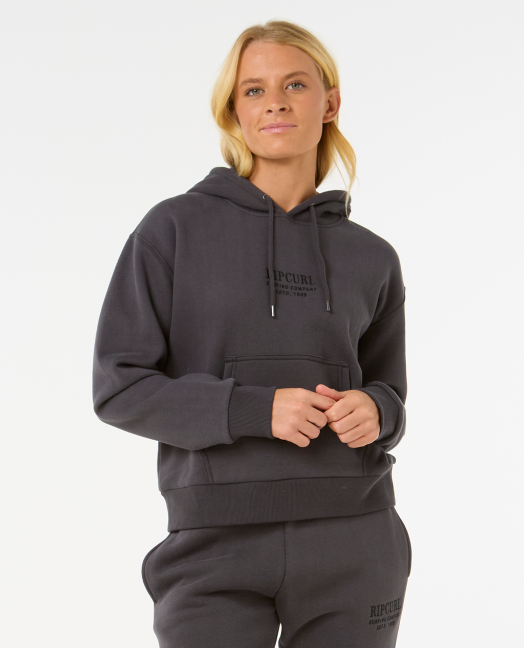 Rip Curl Surf Staple Relaxed Hood in WASHED BLACK