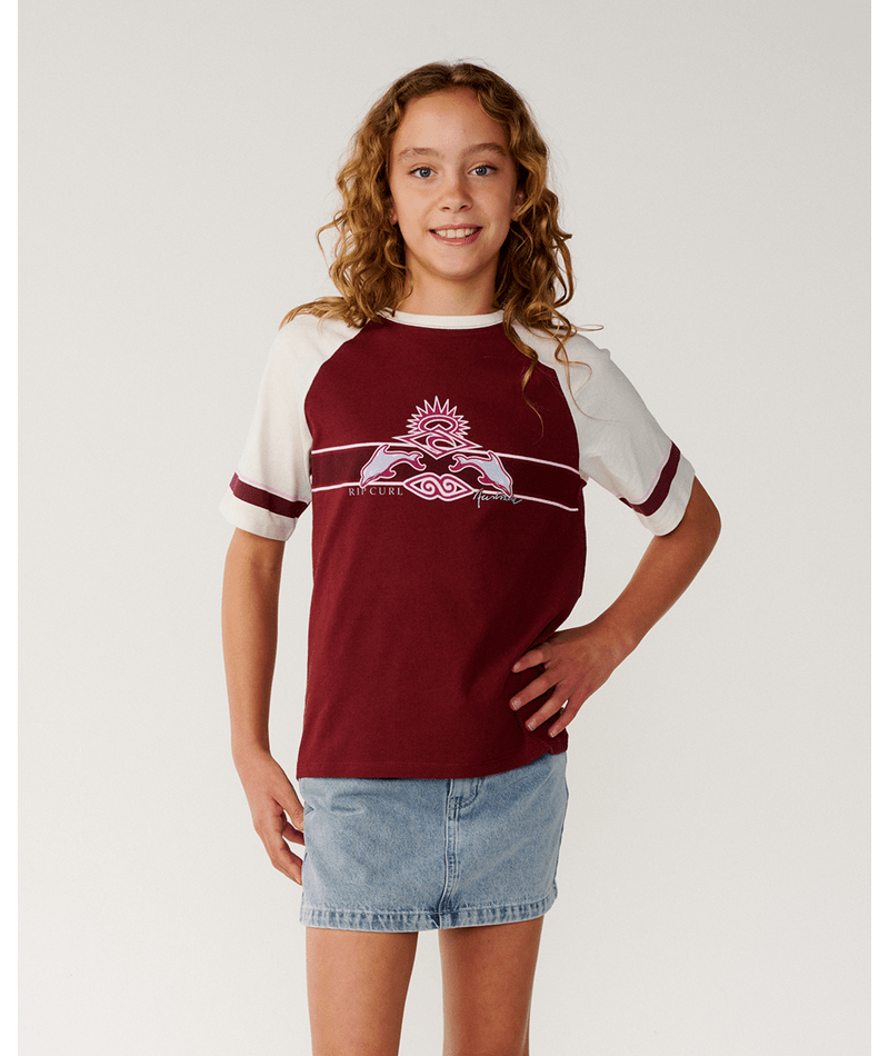 Rip Curl Dolphin Archive Relaxed Tee in DARK PlUM