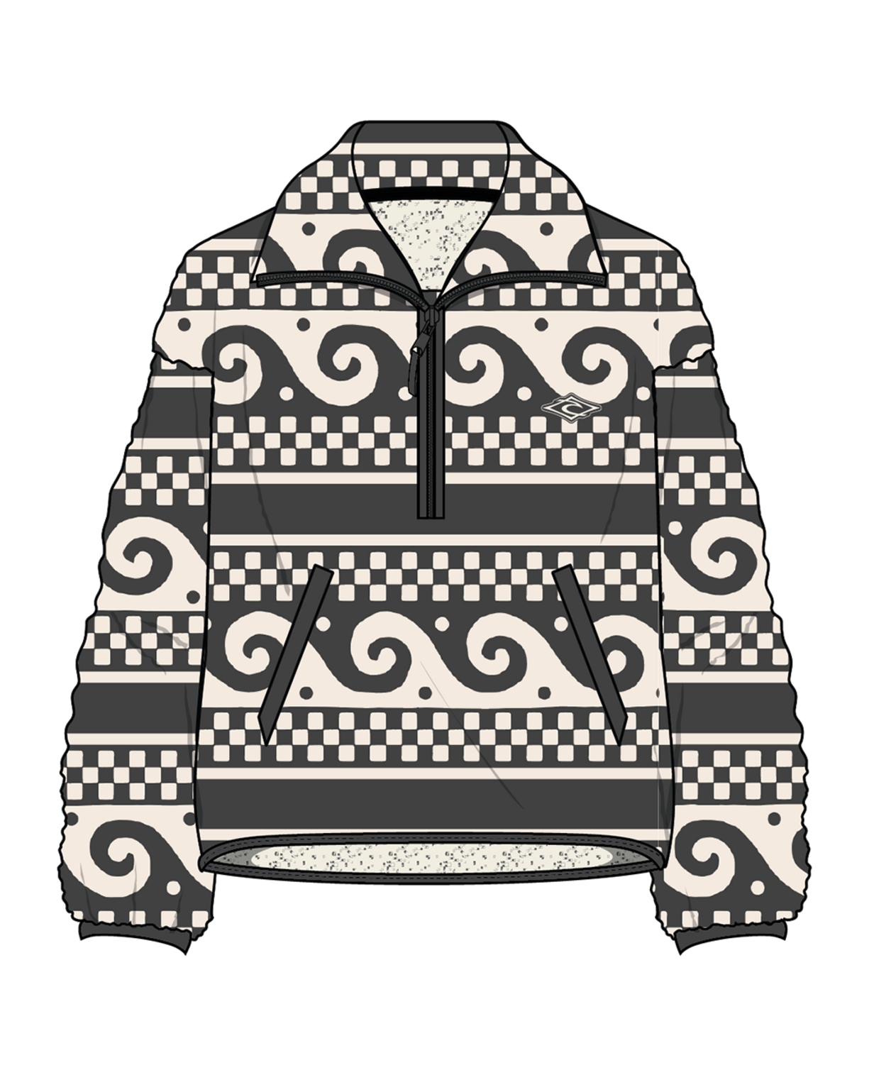 Rip Curl San Carlos Polar Fleece in WASHED BLACK