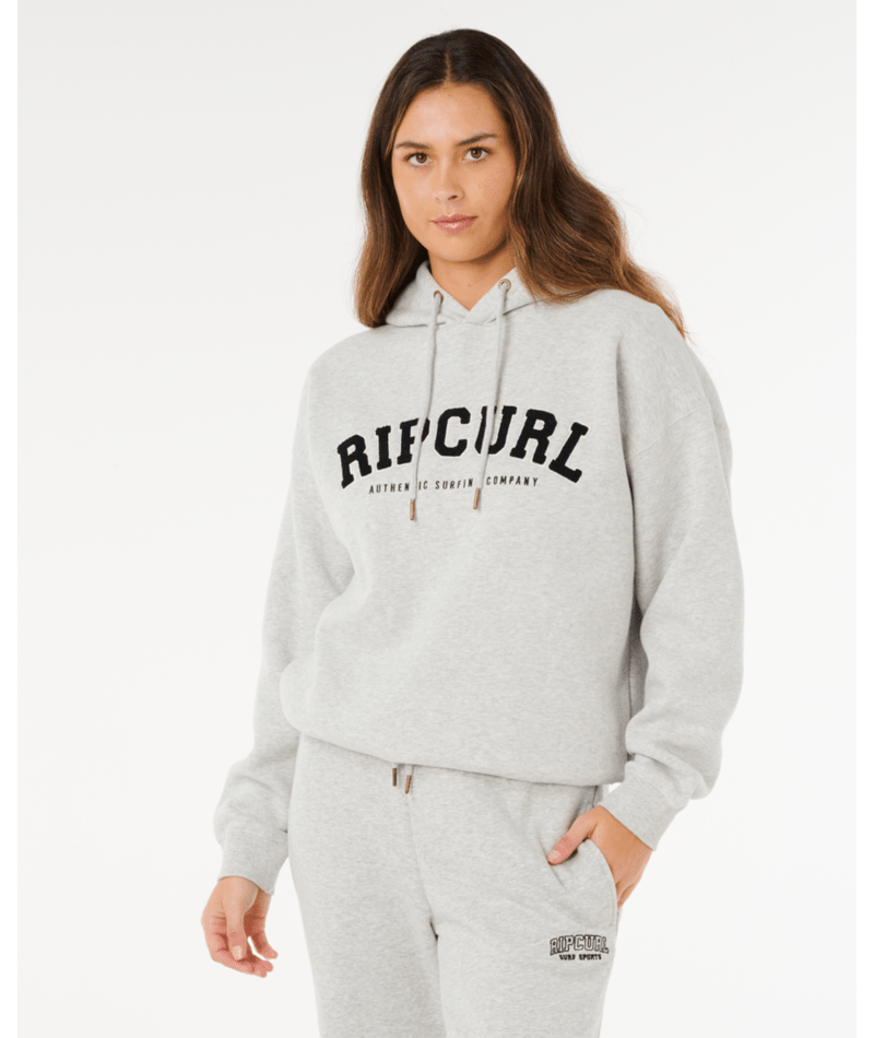 Rip Curl Varsity Hoodie in GREY MARLE/BLACK
