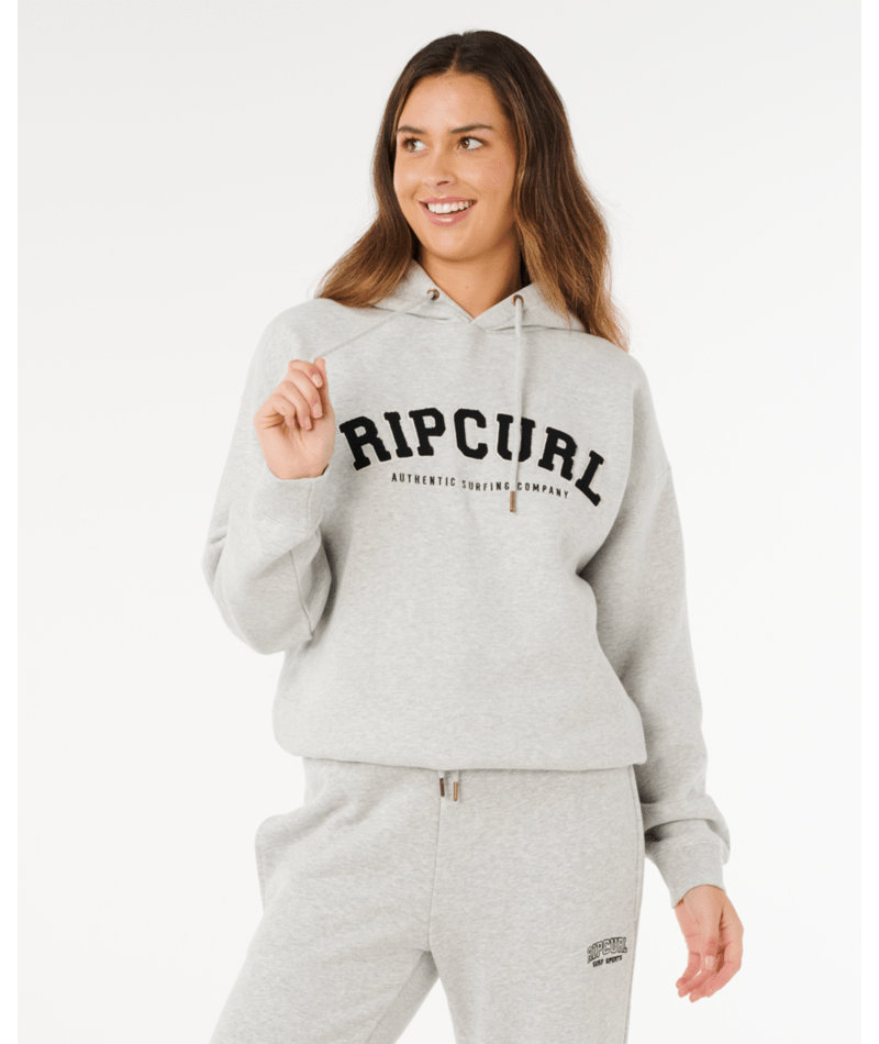 Rip Curl Varsity Hoodie in GREY MARLE/BLACK