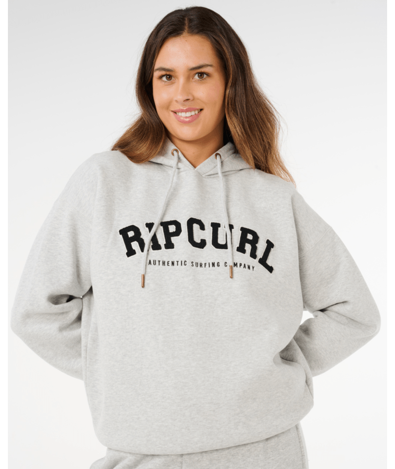 Rip Curl Varsity Hoodie in GREY MARLE/BLACK