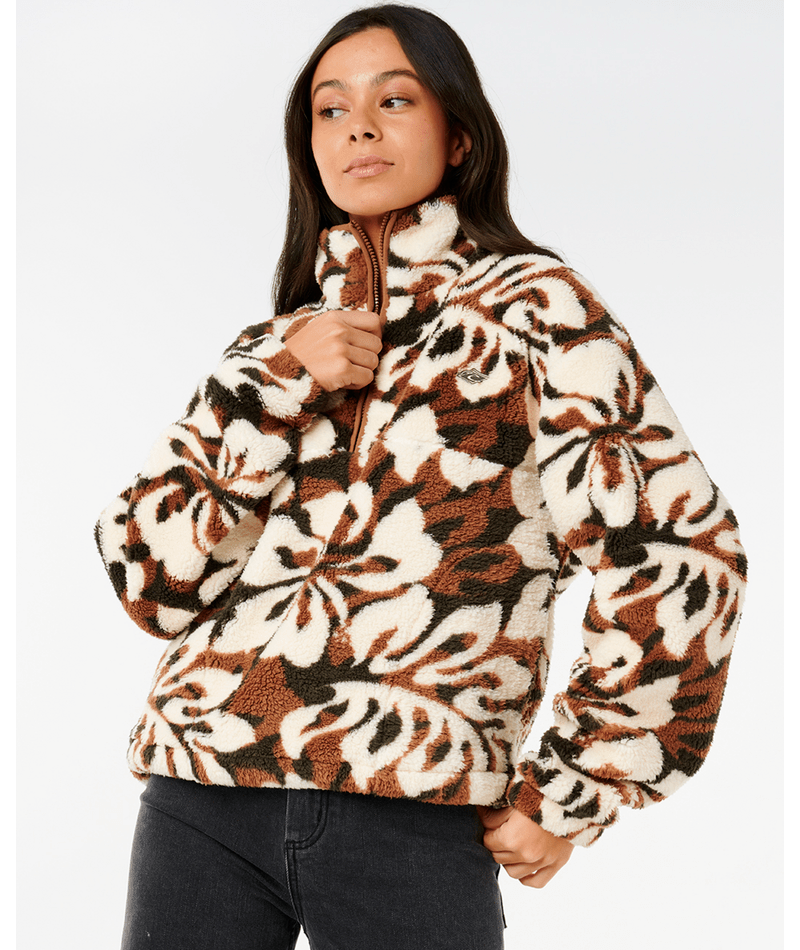 Rip Curl Cala Nights 1/4 Zip Polar Flee in NATURAL