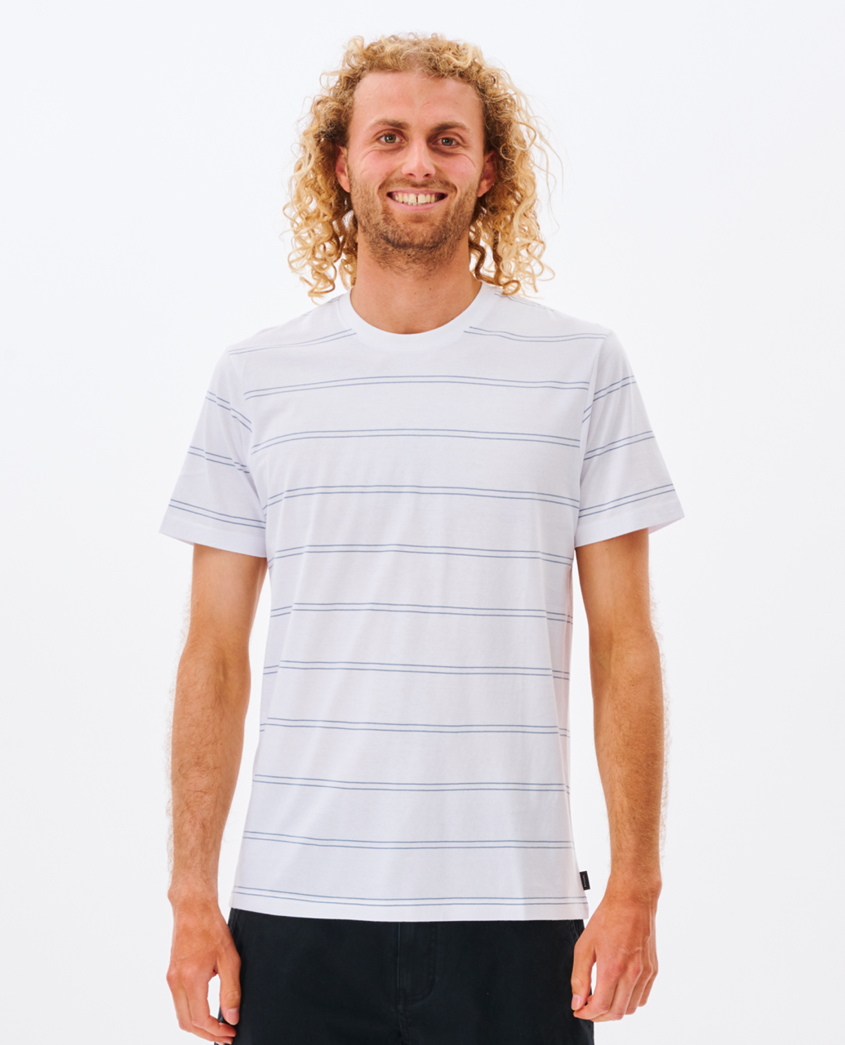 Rip Curl Plain Stripe Tee in WHITE/BLUE