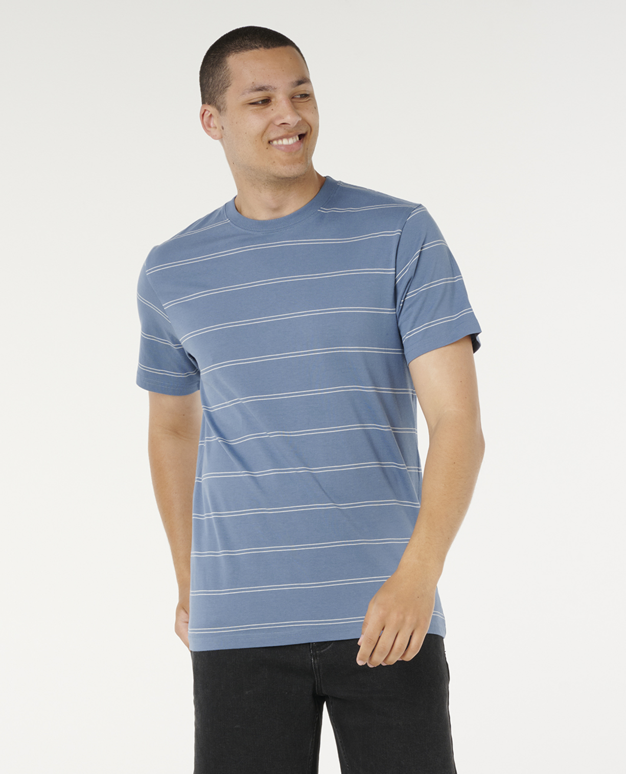 Rip Curl Plain Stripe Tee in BLUEFIN