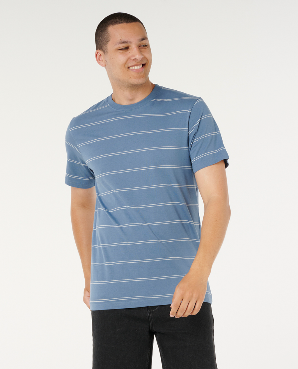 Rip Curl Plain Stripe Tee in BLUEFIN