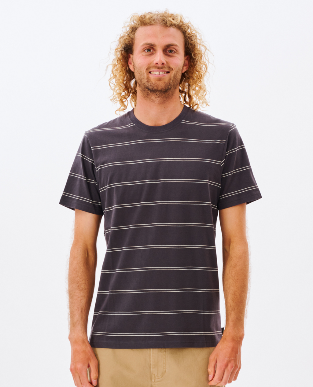 Rip Curl Plain Stripe Tee in WASHED BLACK