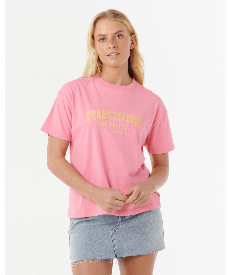 Rip Curl Surf Puff Relaxed Tee in PINK/ORANGE