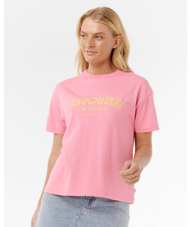 Rip Curl Surf Puff Relaxed Tee in PINK/ORANGE