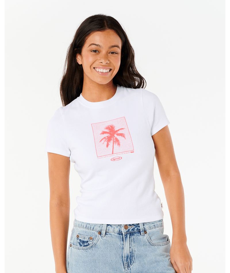 Rip Curl Neon Palm Fitted Tee in WHITE