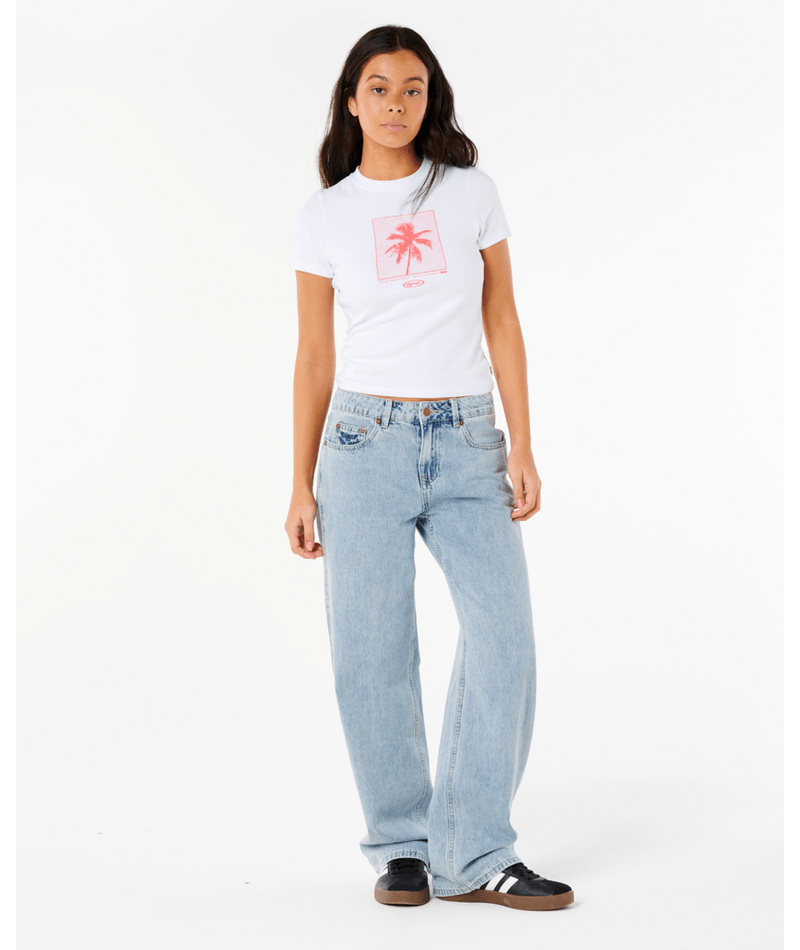 Rip Curl Neon Palm Fitted Tee in WHITE