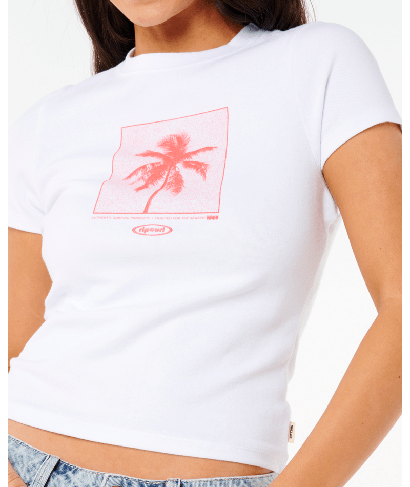 Rip Curl Neon Palm Fitted Tee in WHITE