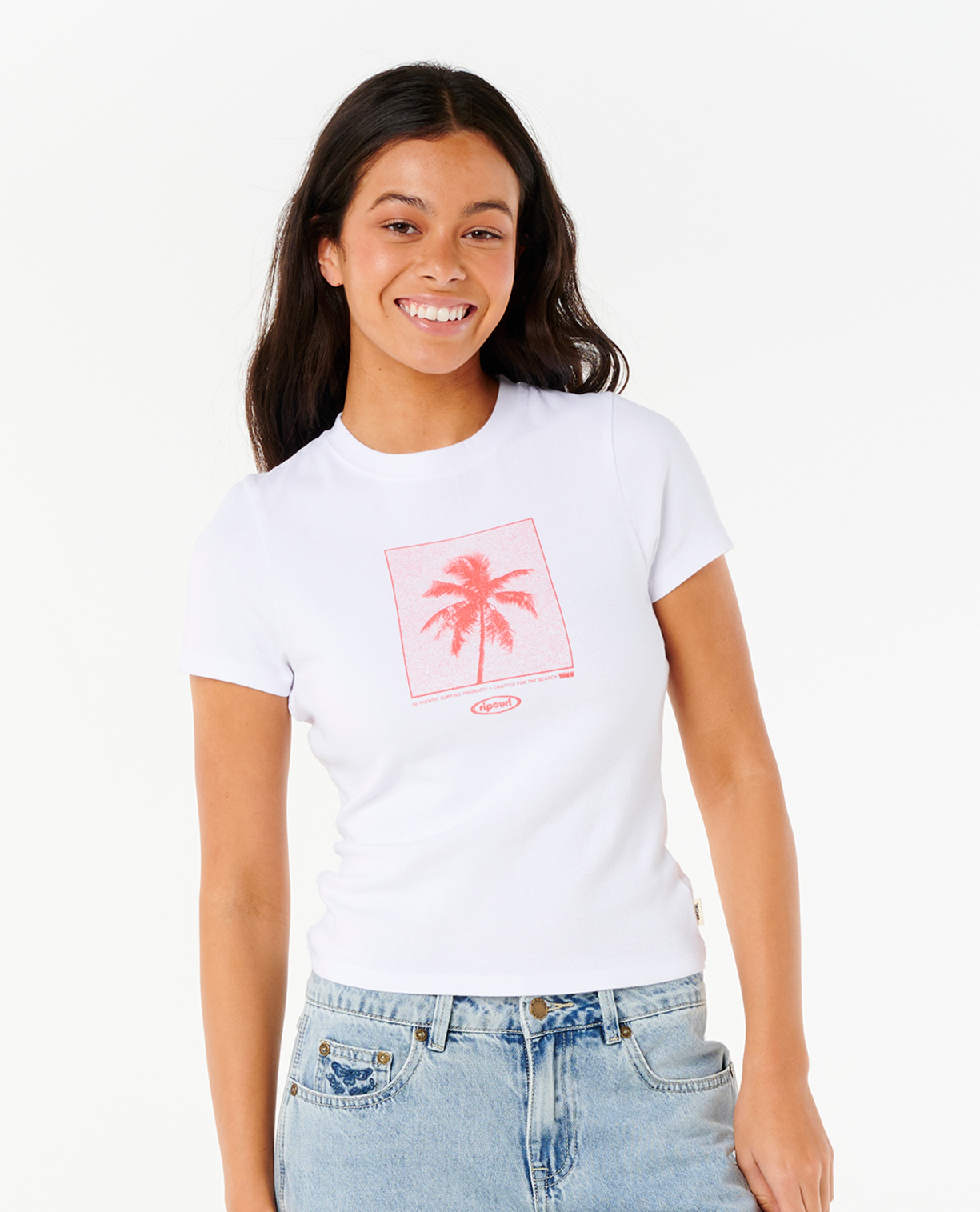 Rip Curl Neon Palm Fitted Tee in WHITE