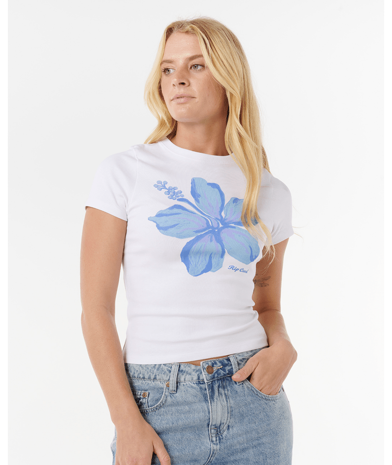 Rip Curl Hibiscus Fitted Tee in WHITE