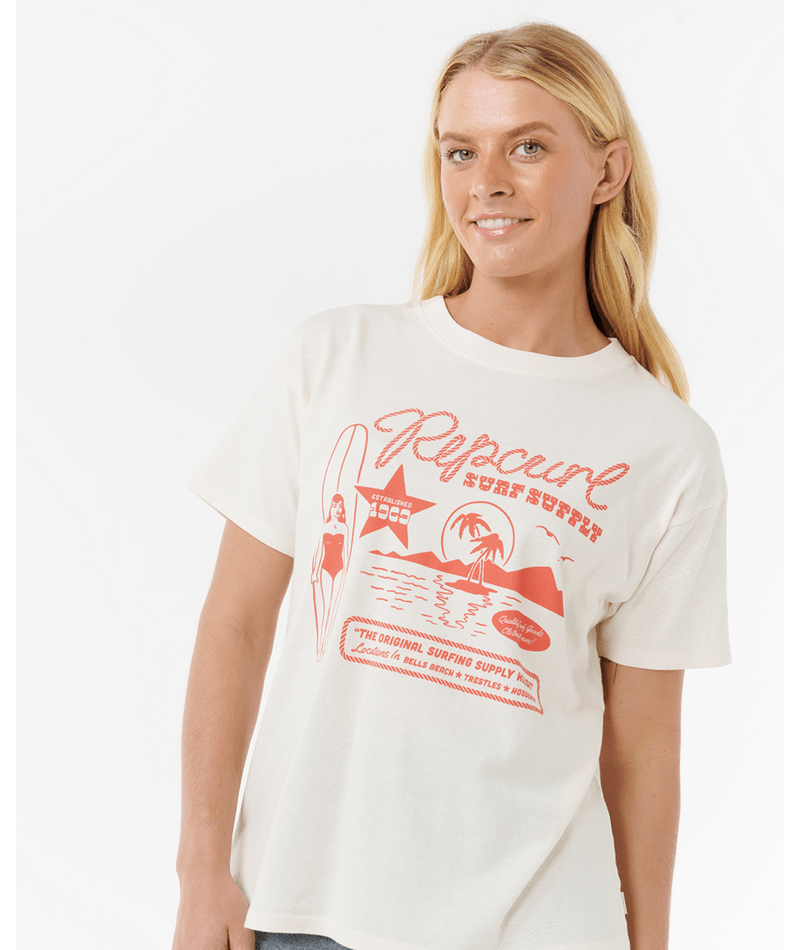 Rip Curl Surf Supply Relaxed Tee in BONE