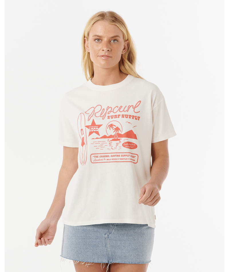 Rip Curl Surf Supply Relaxed Tee in BONE