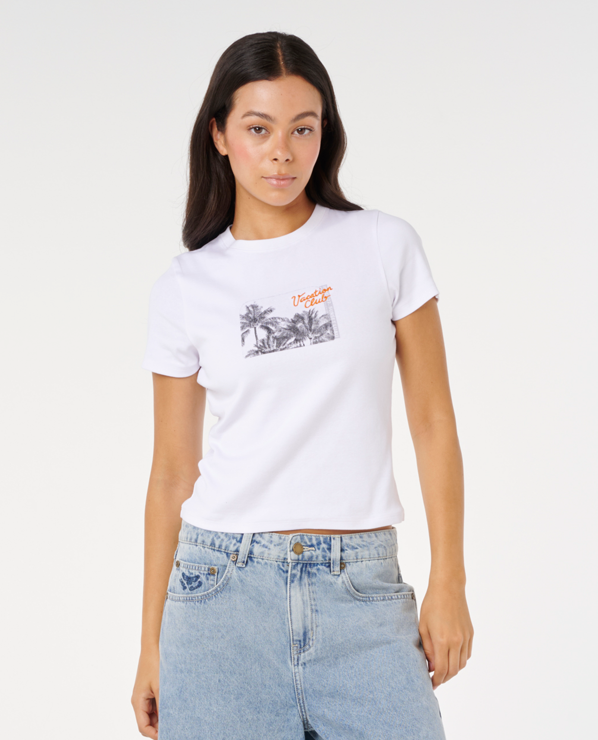 Rip Curl Vacation Fitted Tee in OPTICAL WHITE