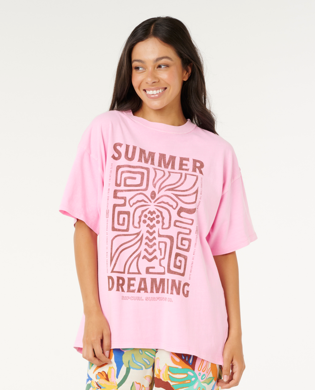 Rip Curl Dreaming Heritage Tee in PASTEL PINK