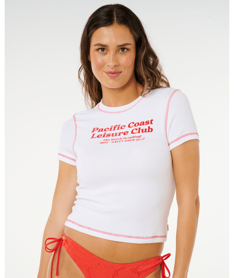 Rip Curl Pacific Coast Fitted Tee in OPTICAL WHITE