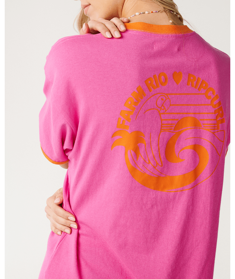 Rip Curl Tropical Desire Oversize Tee in HOT PINK