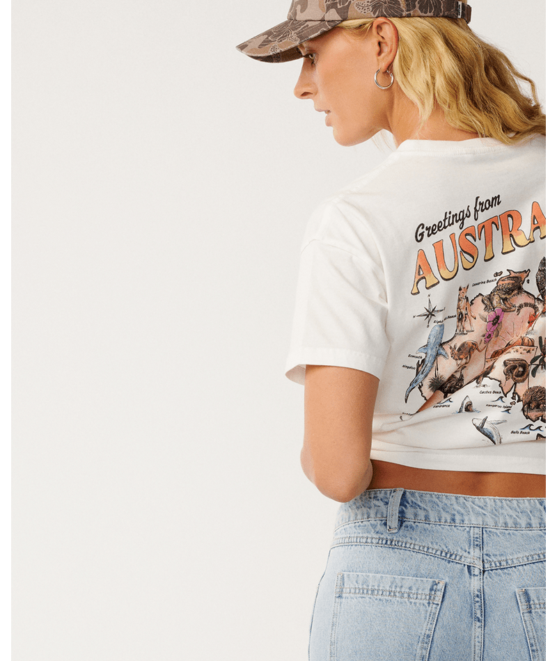Rip Curl Greetings From Aus Relaxed Tee in BONE