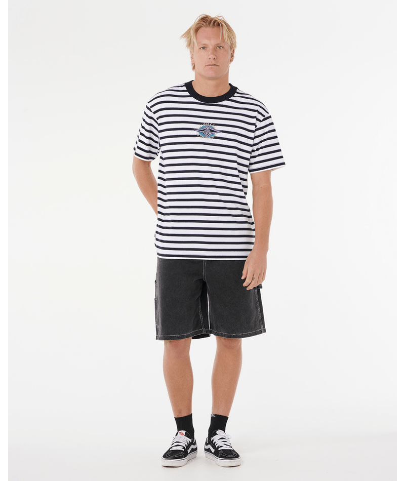 Rip Curl Raw Energy Stripey Tee in BLACK/WHITE