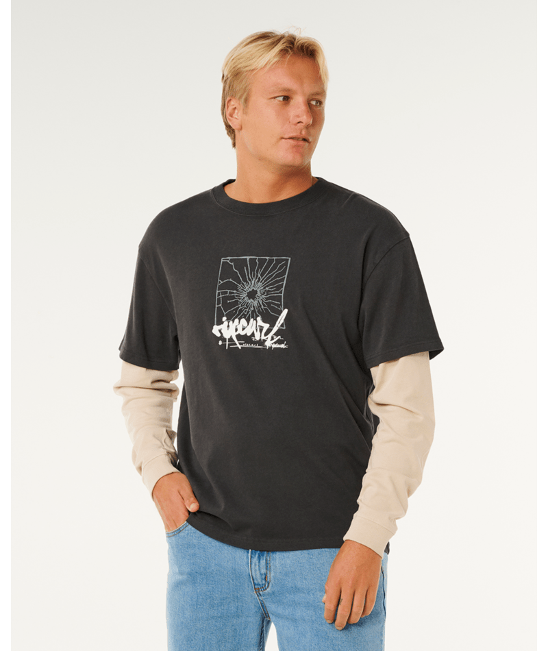 Rip Curl Inner Visions Smashed L/S Tee in WASHED BLACK