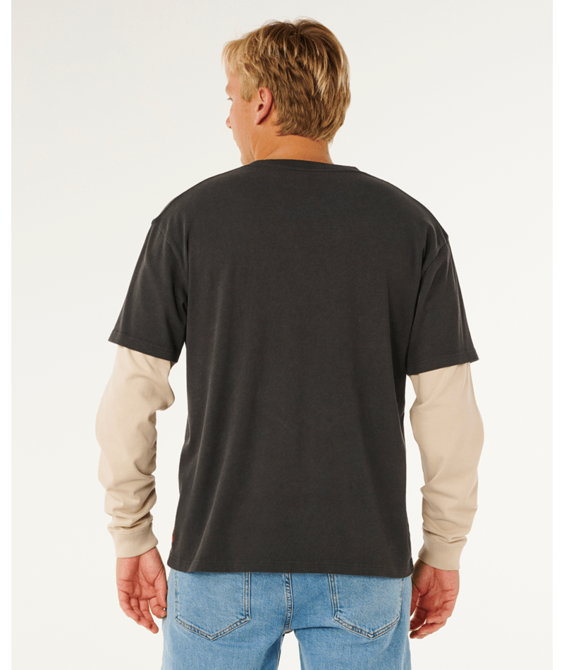 Rip Curl Inner Visions Smashed L/S Tee in WASHED BLACK