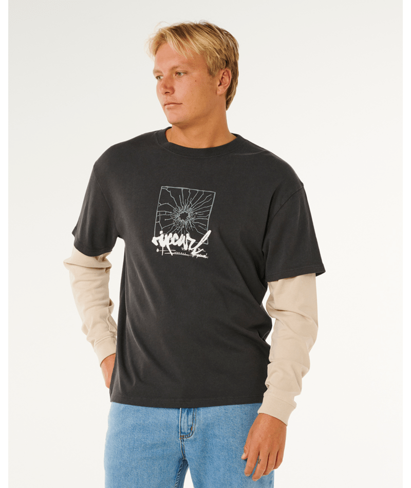 Rip Curl Inner Visions Smashed L/S Tee in WASHED BLACK